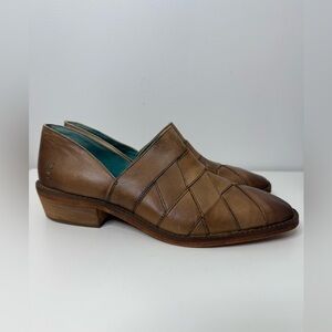 Roan Laverna Brown Cognac Woven Leather Slip On Shoe Loafer Women’s Size 9.5